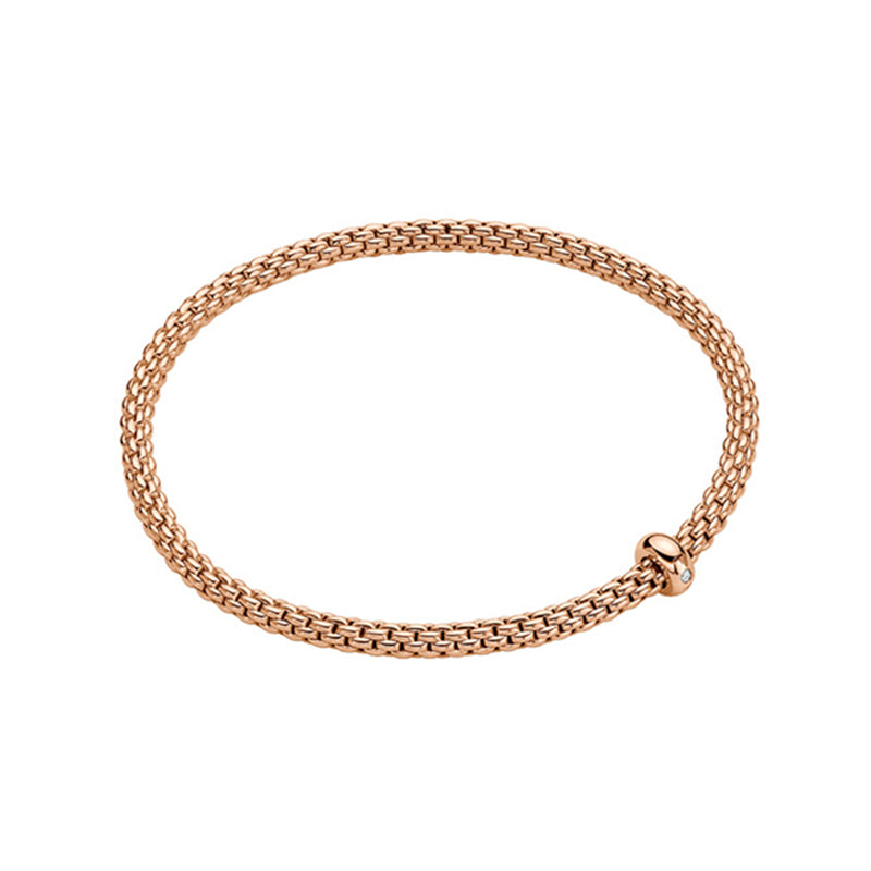 Fope Prima 18ct Rose Gold 0.01ct Diamond Flexible Bracelet - M