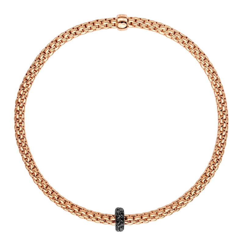 Fope Prima 18ct Rose Gold 0.20ct Black Diamond Bracelet - M