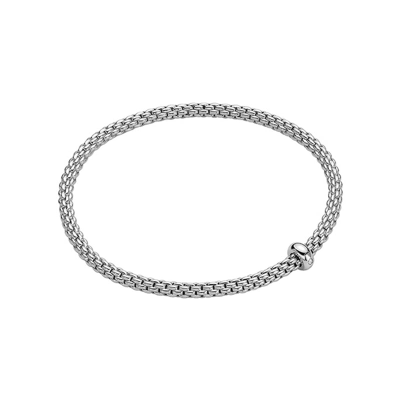 Fope Prima 18ct White Gold 0.01ct Diamond Flexible Bracelet - M