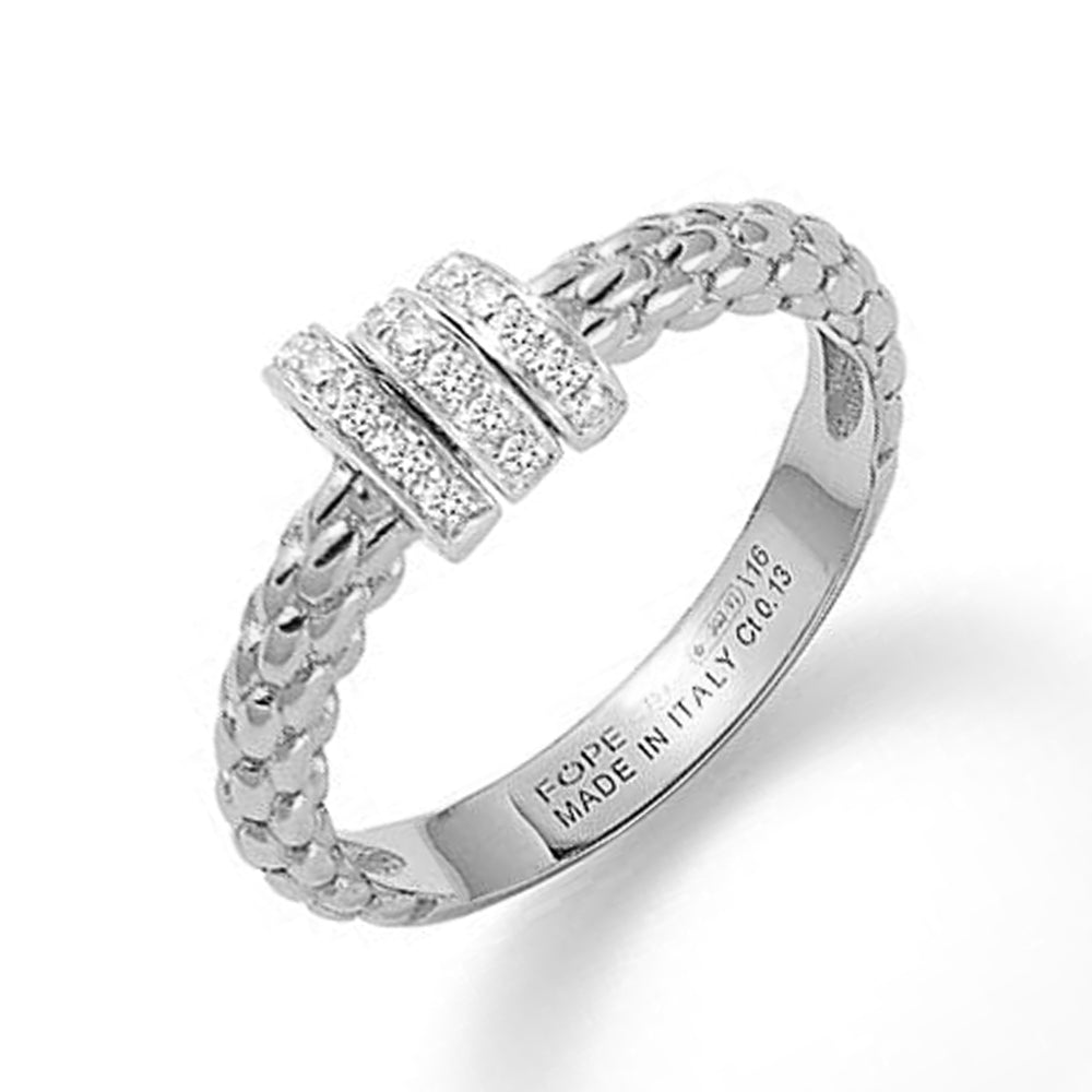Fope Prima 18ct White Gold 0.13ct Diamond Ring - J