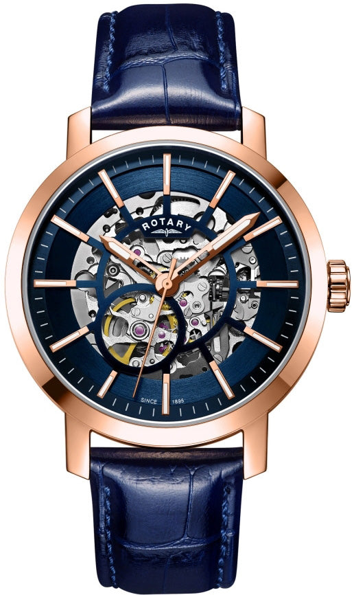 Rotary Watch Greenwich Skeleton Rose Gold Pvd