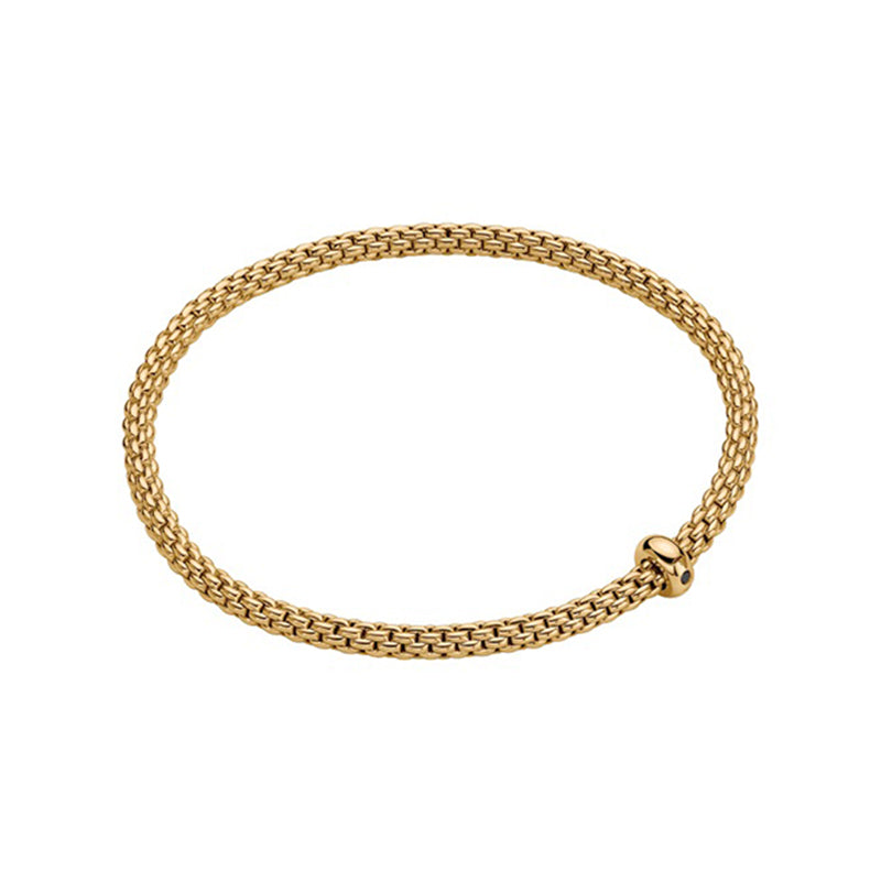 Fope Prima 18ct Yellow Gold 0.01ct Black Diamond Flexible Bracelet - Xs