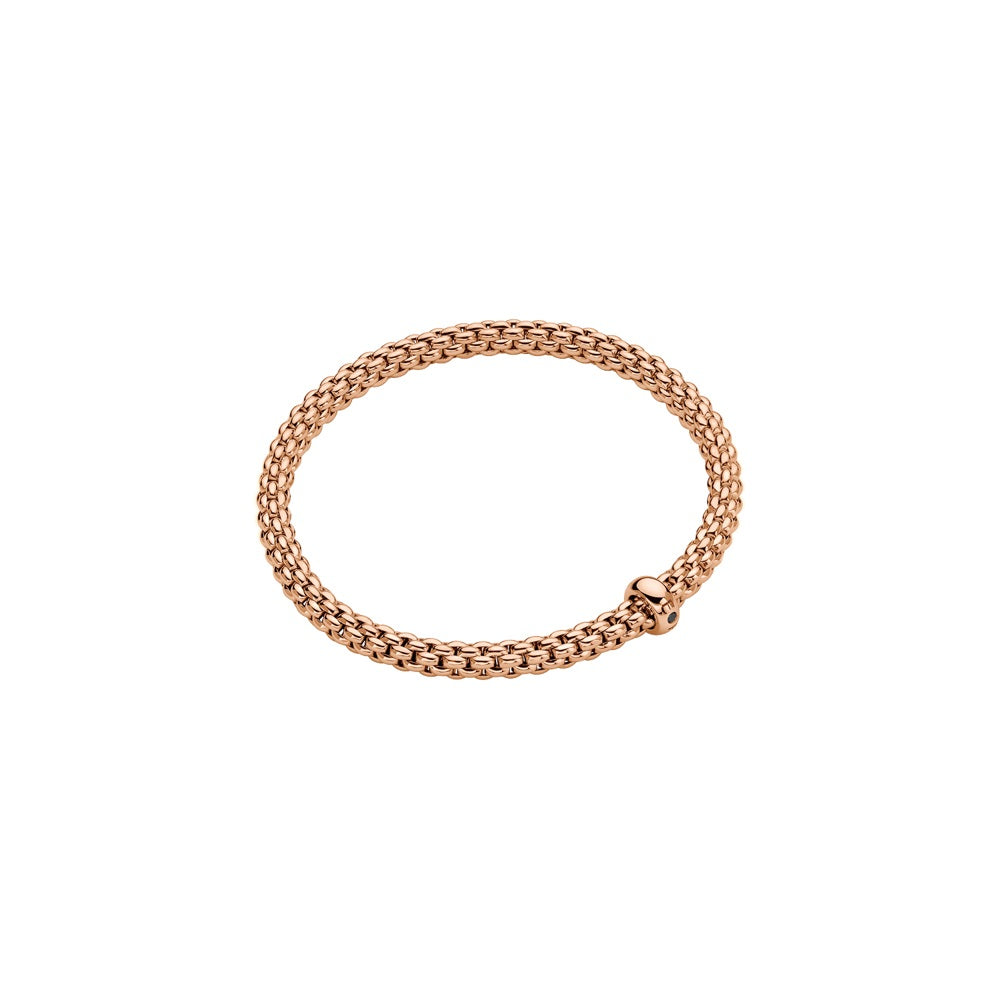 Fope Solo 18ct Rose Gold 0.01ct Black Diamond Flexible Bracelet - Xl