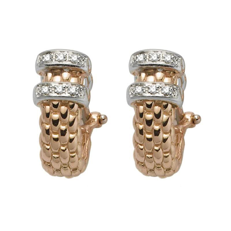 Fope Solo 18ct Rose Gold 0.11ct Diamond Stud Earrings - Gold