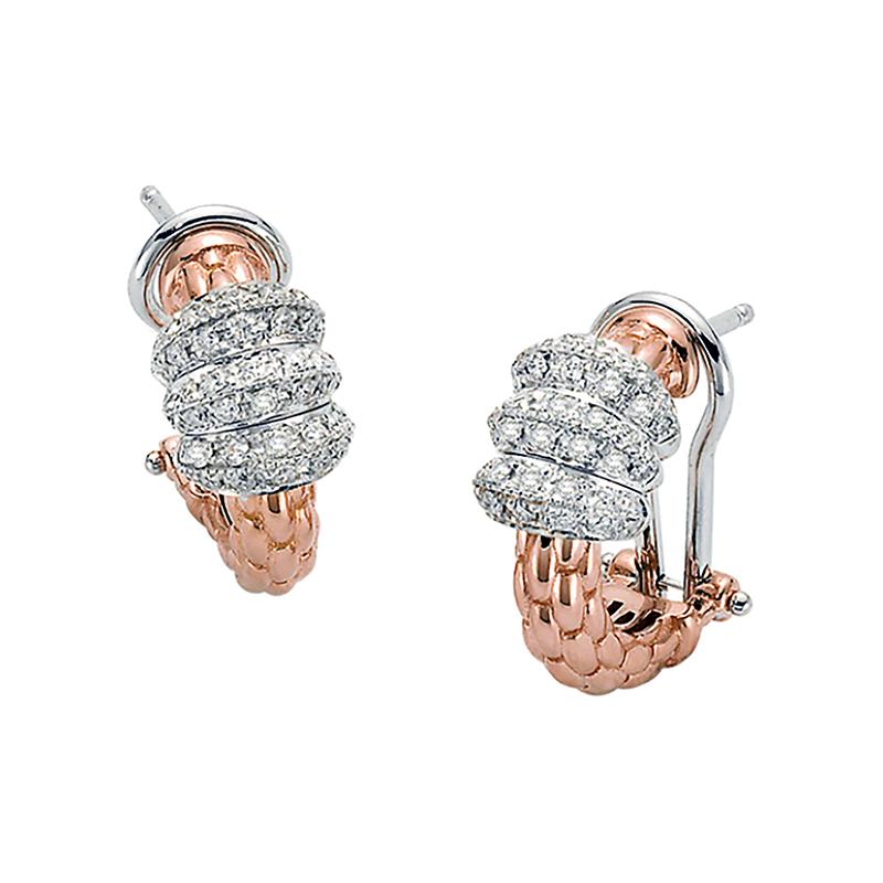 Fope Solo 18ct Rose Gold 0.61ct Diamond Hoop Earrings