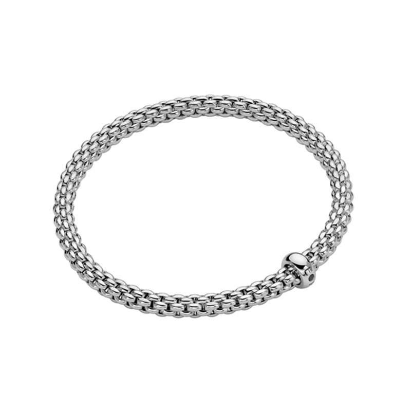 Fope Solo 18ct White Gold 0.01ct Black Diamond Flexible Bracelet - Xl