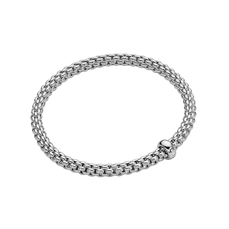 Fope Solo 18ct White Gold 0.01ct Diamond Flexible Bracelet - Xl