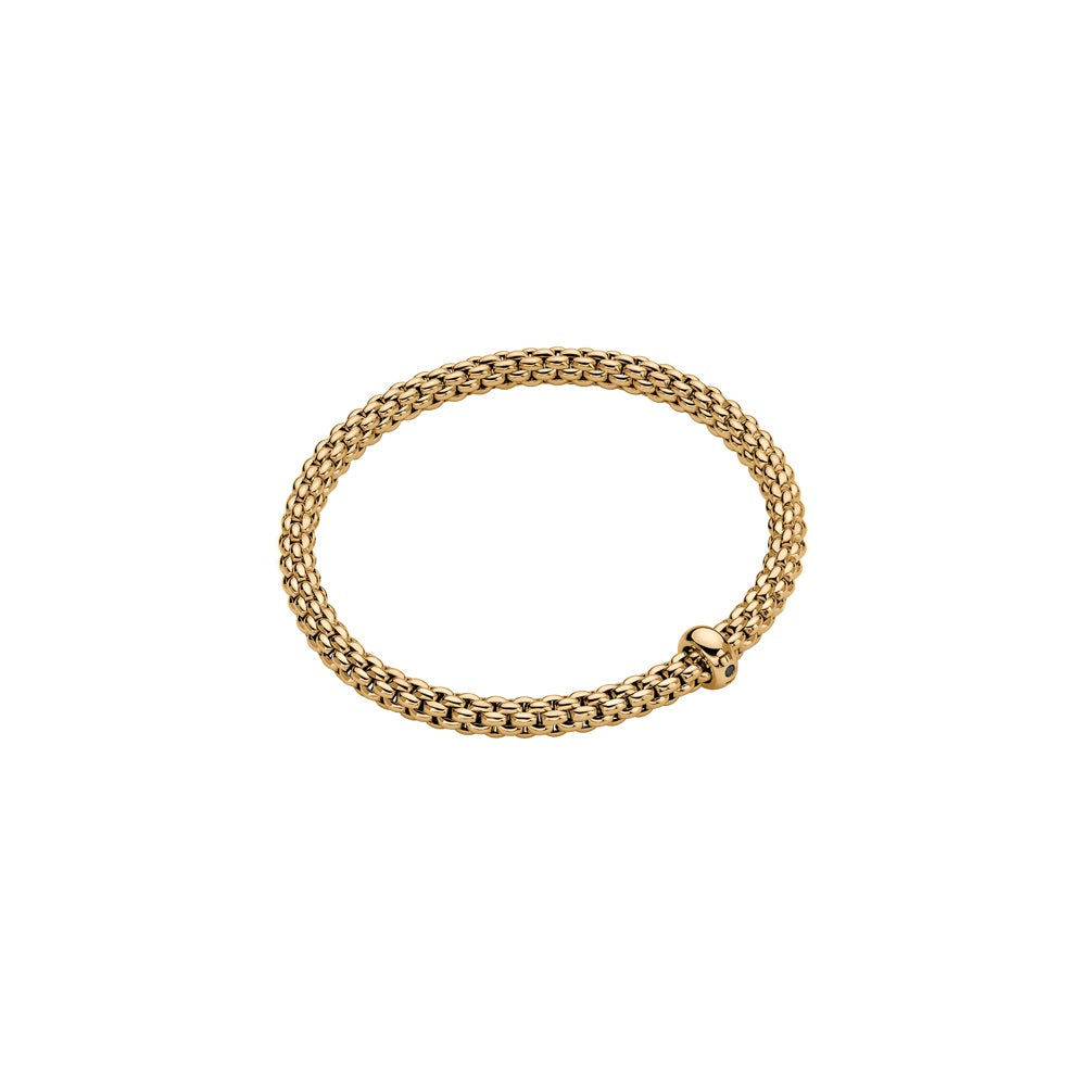 Fope Solo 18ct Yellow Gold 0.01ct Black Diamond Flexible Bracelet - M