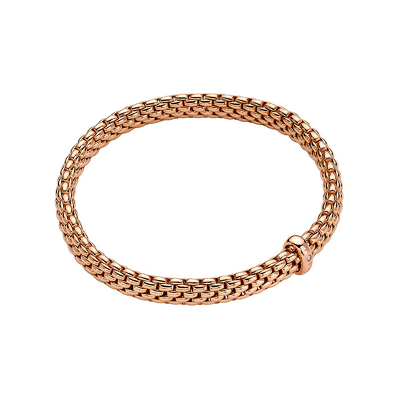 Fope Vendome 18ct Rose Gold 0.01ct Diamond Flexible Bracelet - Xl