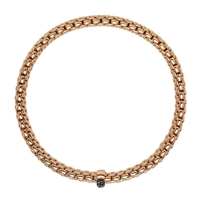 Fope Vendome 18ct Rose Gold 0.11ct Black Diamond Bracelet - Xs