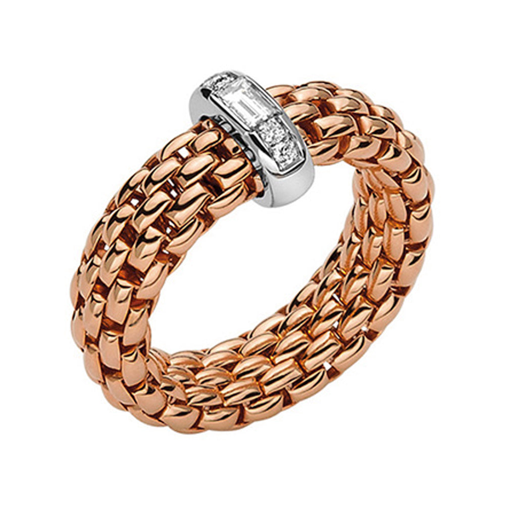 Fope Vendome 18ct Rose Gold 0.24ct Diamond Ring - Xl