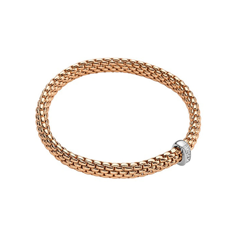 Fope Vendome 18ct Rose Gold 0.35ct Diamond Flexible Bracelet - Xs