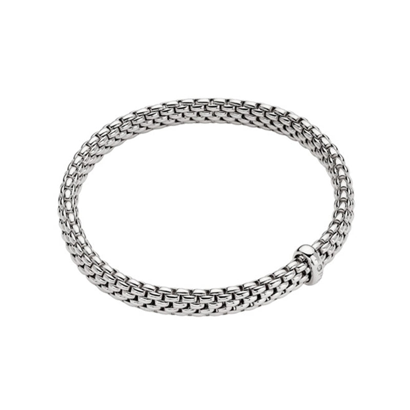 Fope Vendome 18ct White Gold 0.01ct Diamond Flexible Bracelet - Xl