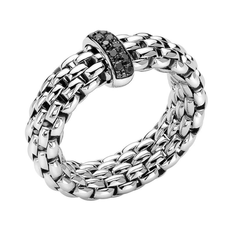 Fope Vendome 18ct White Gold 0.11ct Black Diamond Ring - Xs