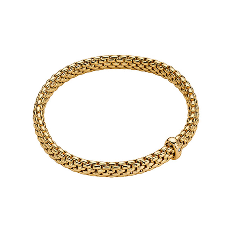 Fope Vendome 18ct Yellow Gold 0.01ct Diamond Flexible Bracelet - S