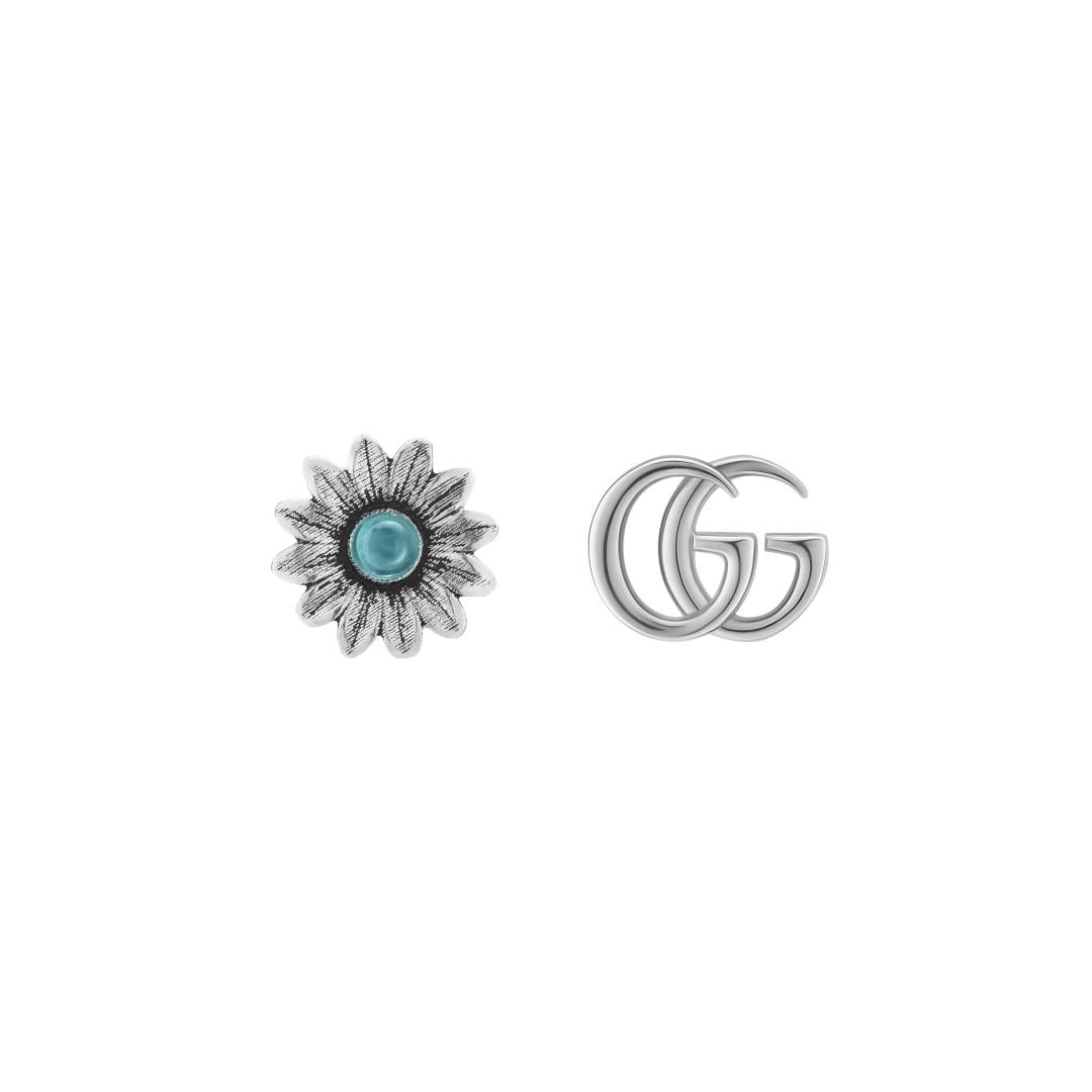 Gucci Gg Marmont Sterling Silver Double G Flower Stud Earrings - Silver