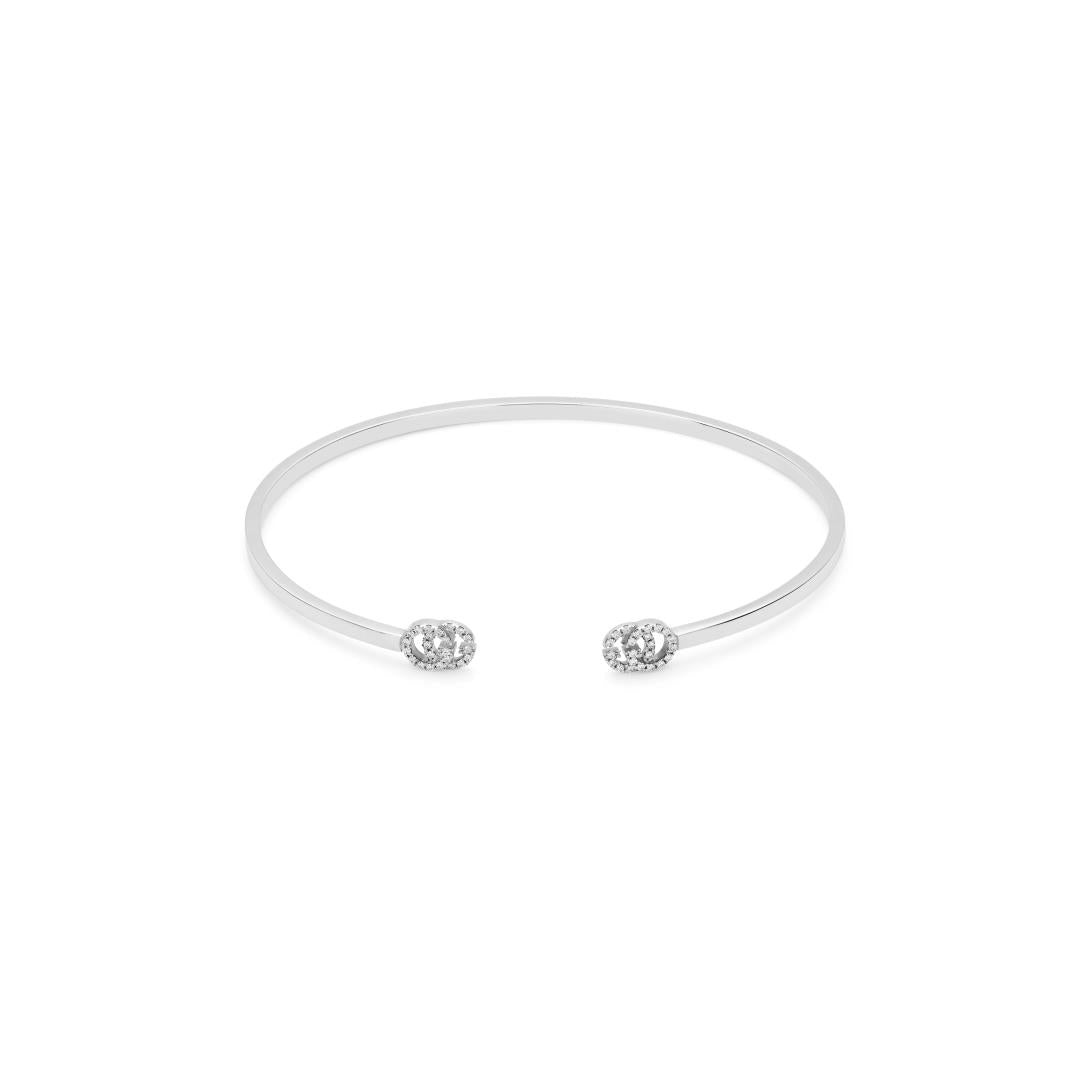 Gucci Gg Running 18ct White Gold Diamond Bangle - 16cm