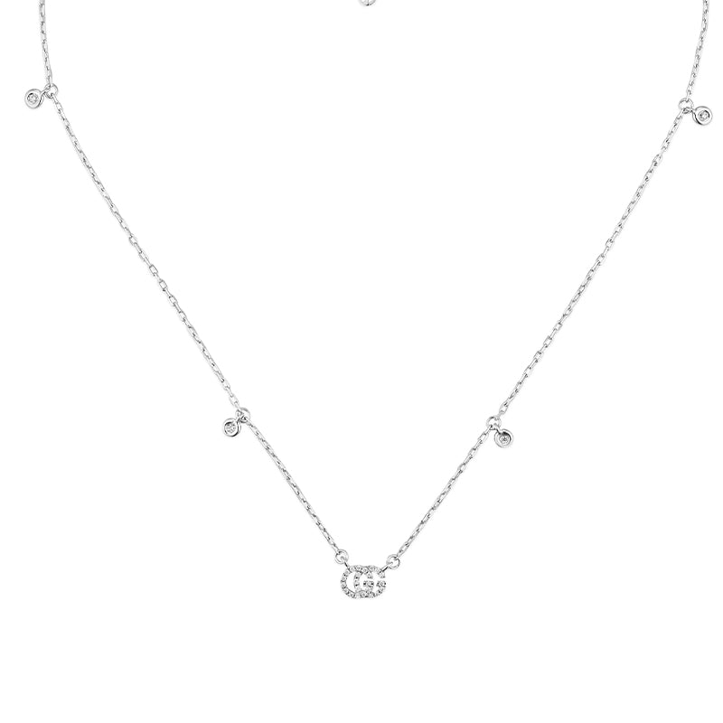 Gucci Gg Running 18ct White Gold Diamond Necklace