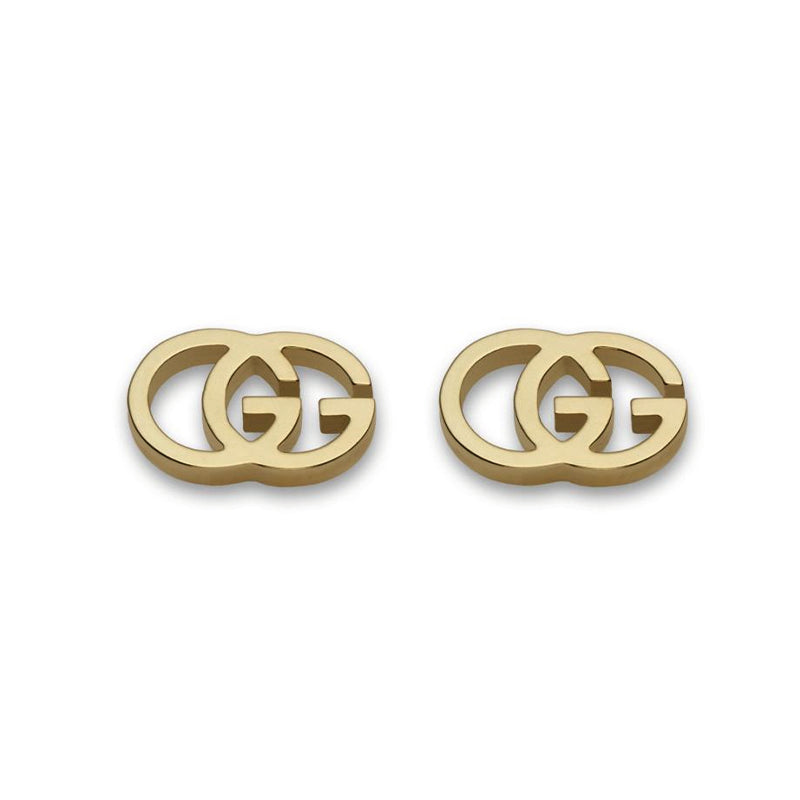 Gucci Gg Running 18ct Yellow Gold Stud Earrings