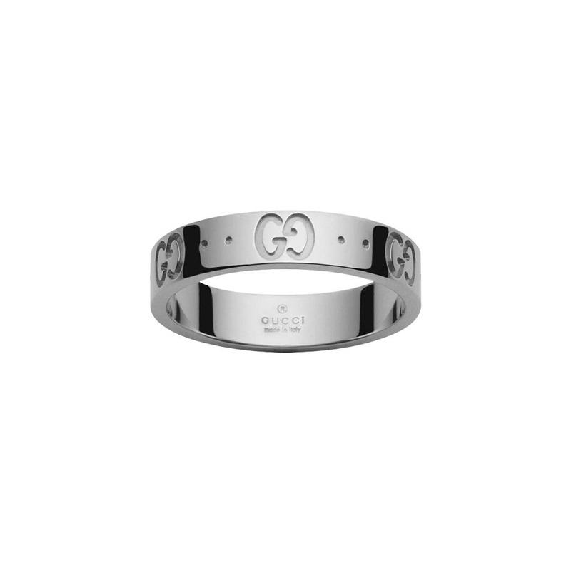 Gucci Icon 18ct White Gold Thin Band Ring - L