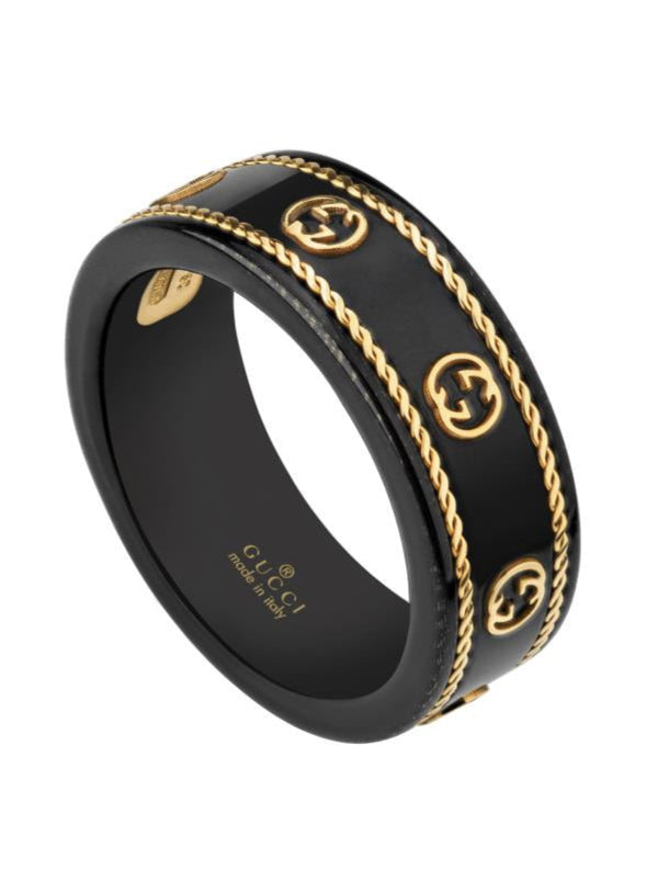 Gucci Icon 18ct Yellow Gold Interlocking G Band Ring - I