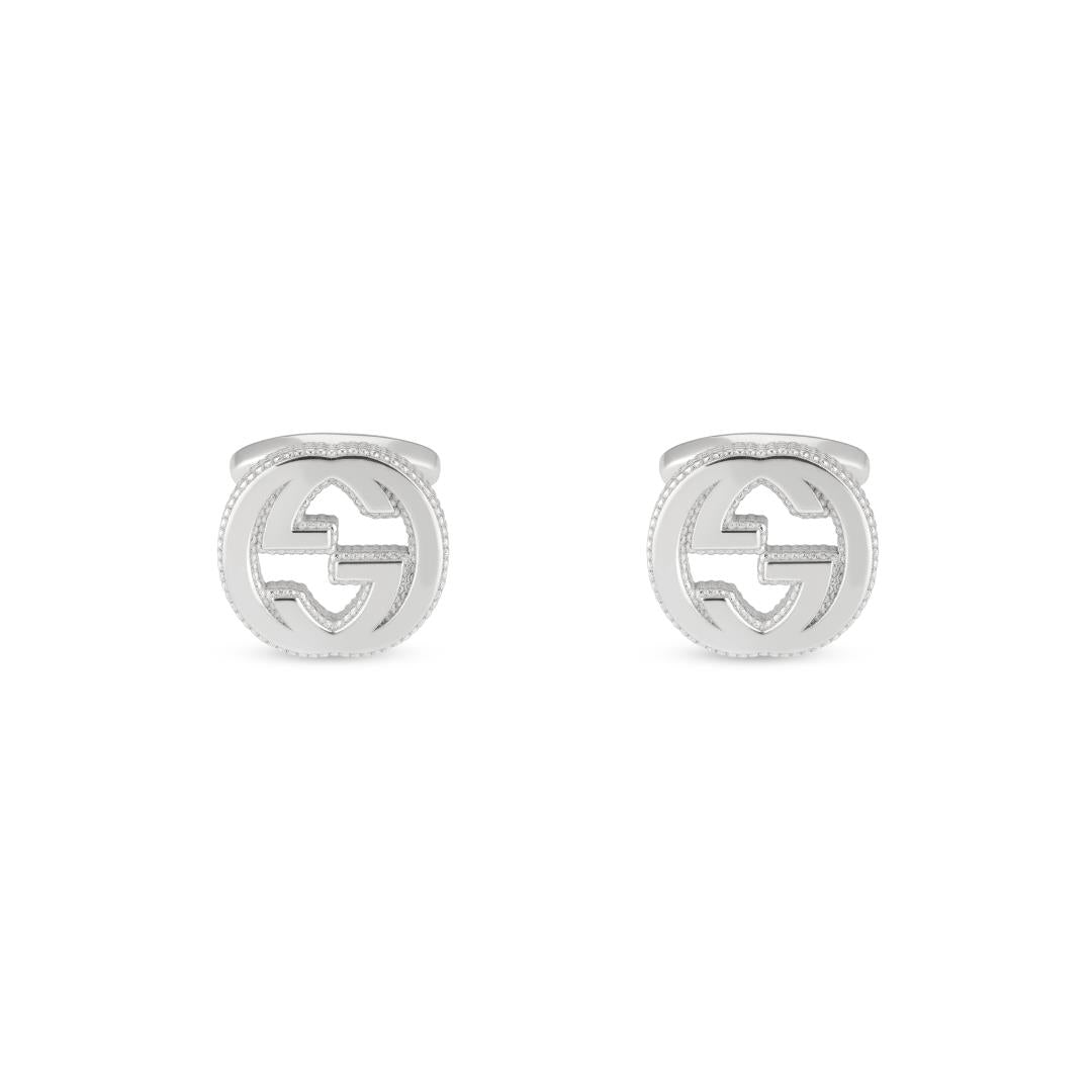 Gucci Interlocking Motif Sterling Silver Cufflinks - Silver