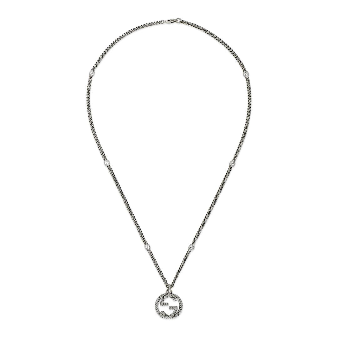Gucci Interlocking Motif Sterling Silver Necklace - Silver