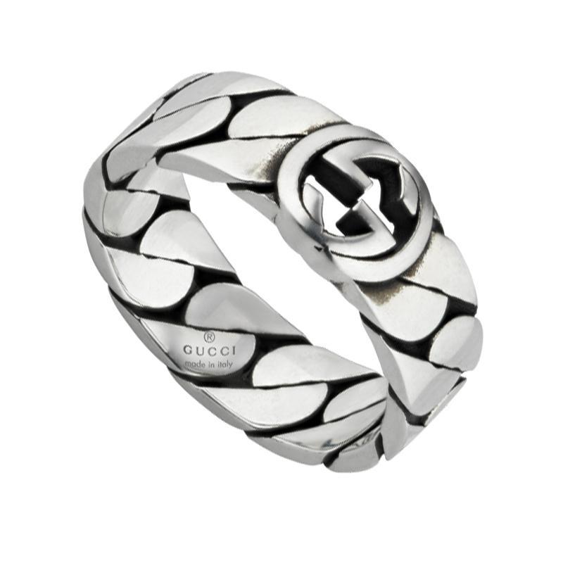 Gucci Interlocking Sterling Silver Band Ring - N.5