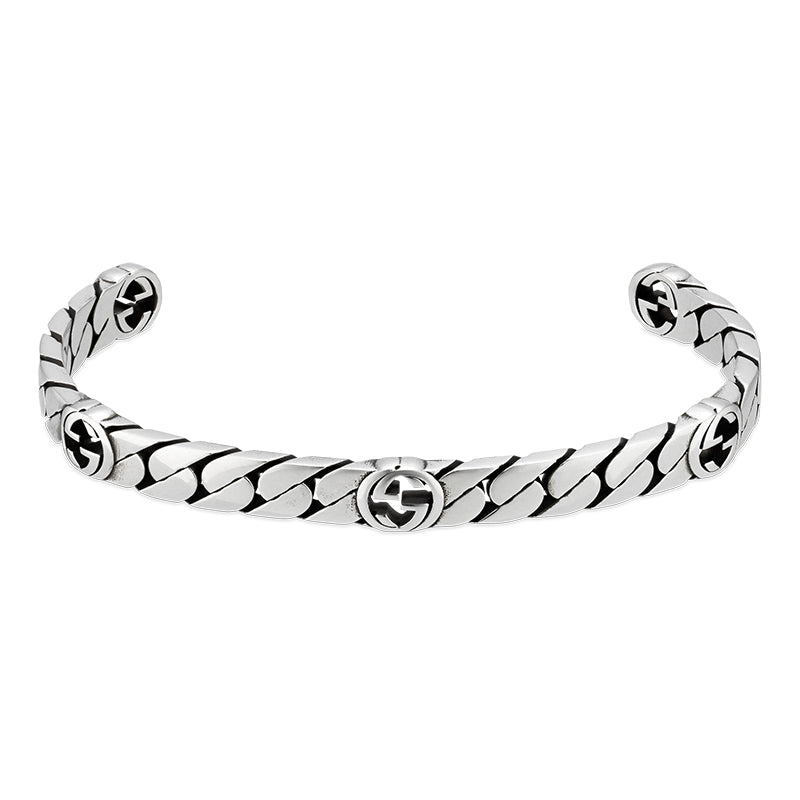 Gucci Interlocking Sterling Silver Cuff Bracelet