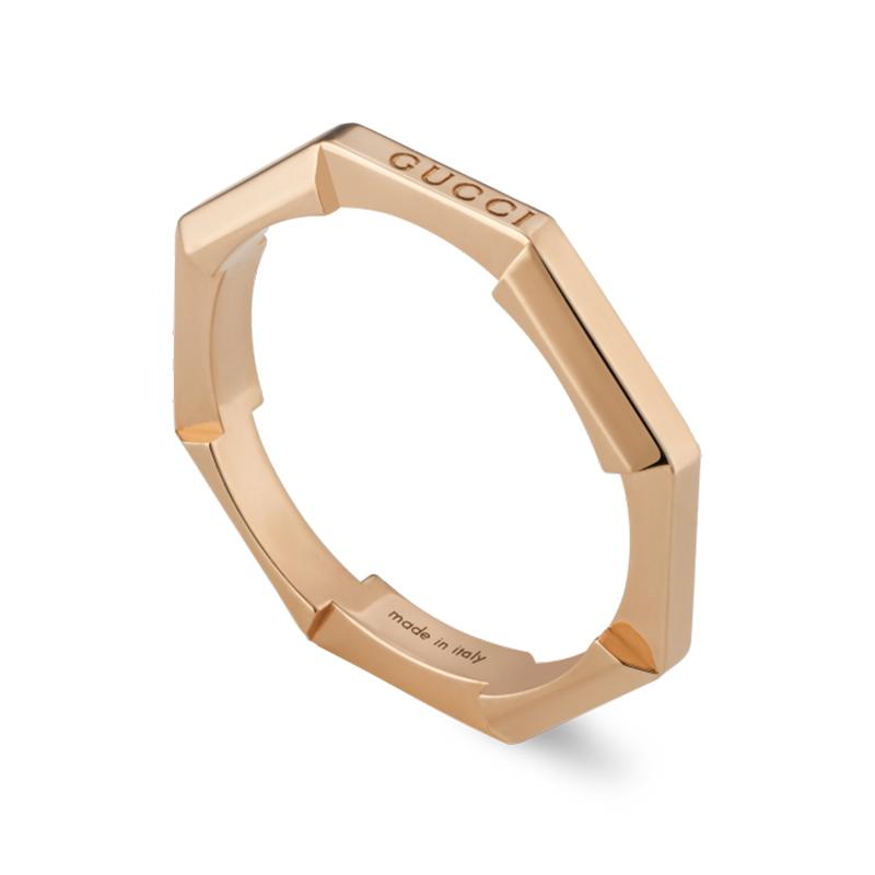 Gucci Link To Love 18ct Rose Gold 3mm Ring - V