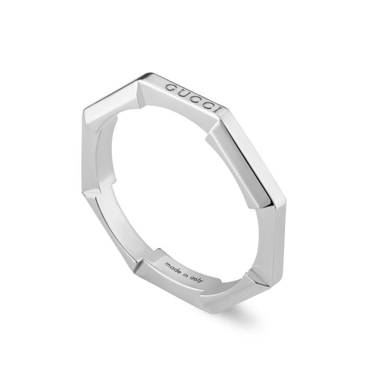 Gucci Link To Love 18ct White Gold 3mm Ring - J.5