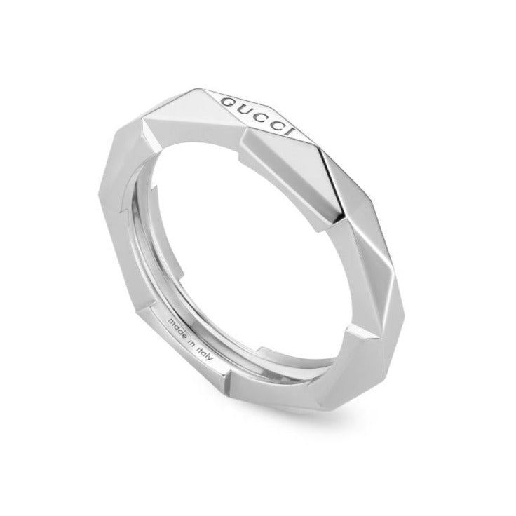 Gucci Link To Love 18ct White Gold 4mm Studded Ring - P