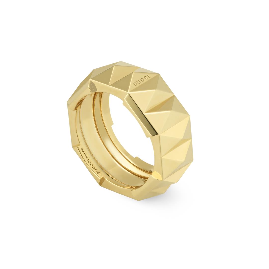 Gucci Link To Love 18ct Yellow Gold Studded 9mm Ring D - U.5