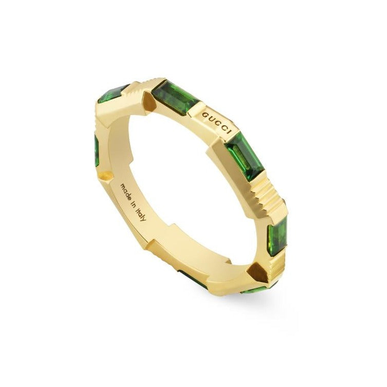 Gucci Link To Love 18ct Yellow Gold Tourmaline 2mm Ring - L