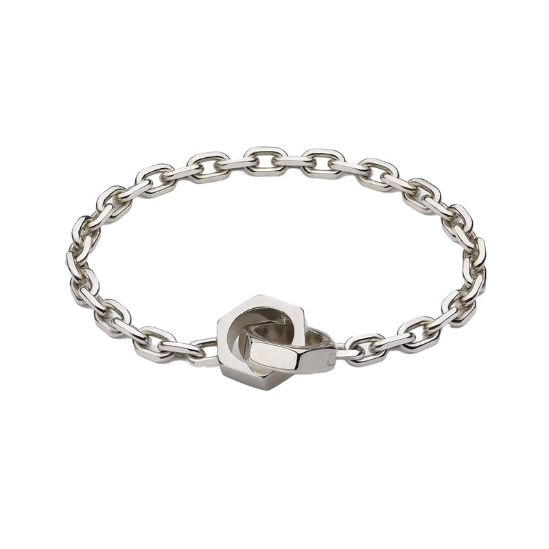 Gucci Trademark Sterling Silver Chain Bracelet - 16cm