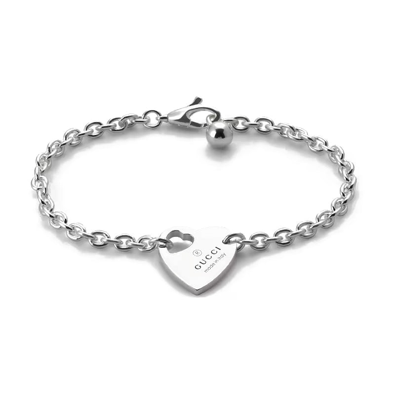 Gucci Trademark Sterling Silver Charm Bracelet - 17cm