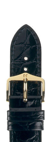 Hirsch Strap Crocograin Black Medium 18mm D