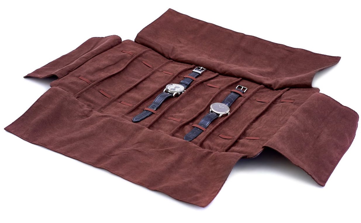 Leanschi Watch Case Chocolate Velvet Pouch