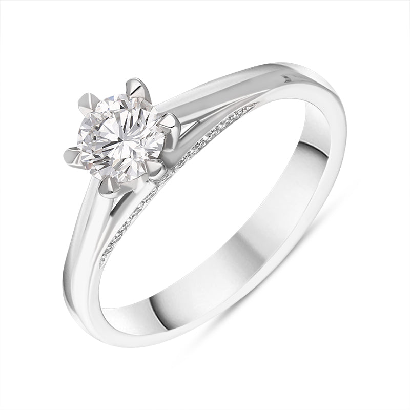 Platinum Diamond Certified Solitaire Shoulder Set Ring - M