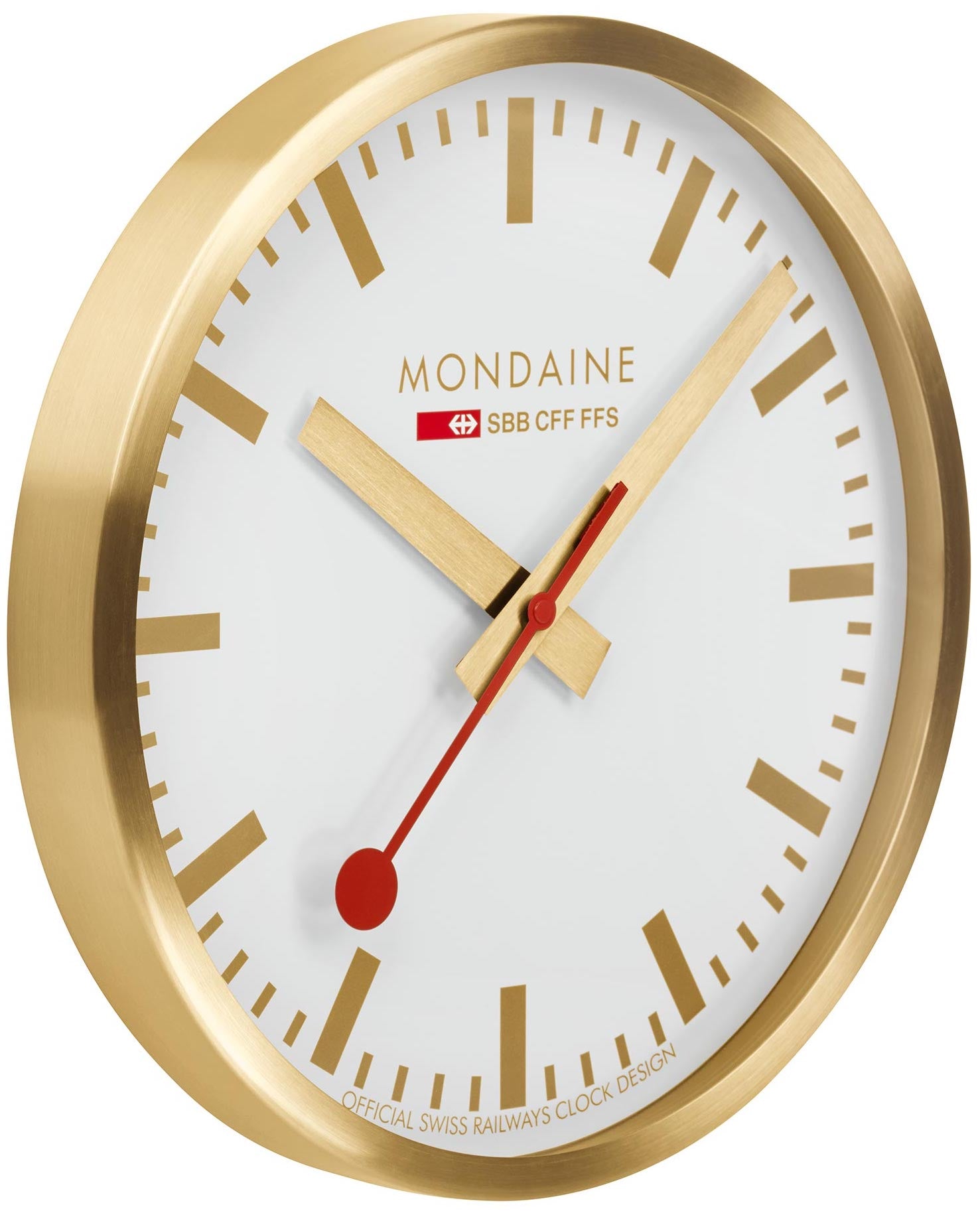 Mondaine Clock Wall Brushed Gold 40cm