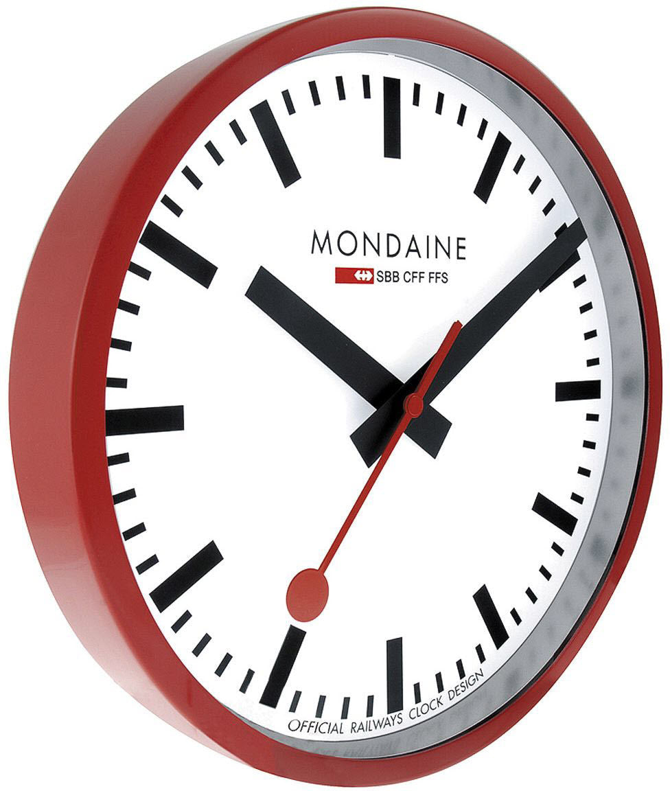 Mondaine Clock Wall Red Frame 25cm