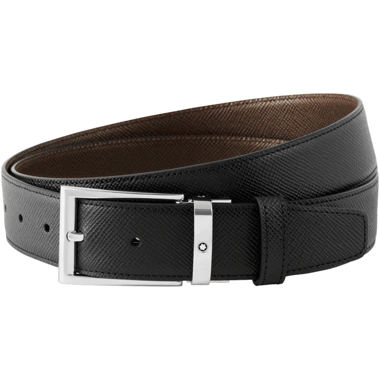 Montblanc Belt Cut To Size Reversible Business Belt Black Dark Brown - Black