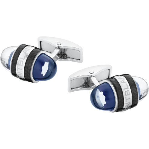 Montblanc Cufflinks Blue Resin Steel - Silver