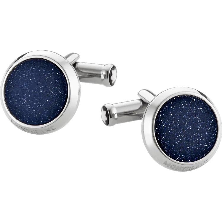 Montblanc Cufflinks Meisterstuck Blue Goldstone Inlay - Blue