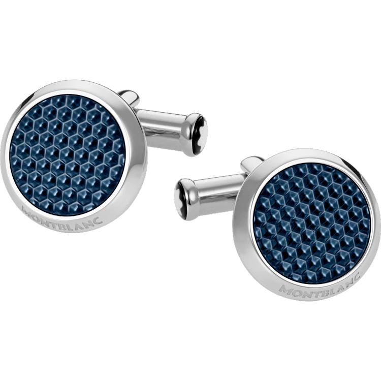 Montblanc Cufflinks Meisterstuck Blue Hexagon Inlay - Blue
