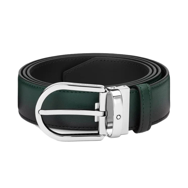 Montblanc Horseshoe Buckle 35mm Leather Belt Sfumato British Green