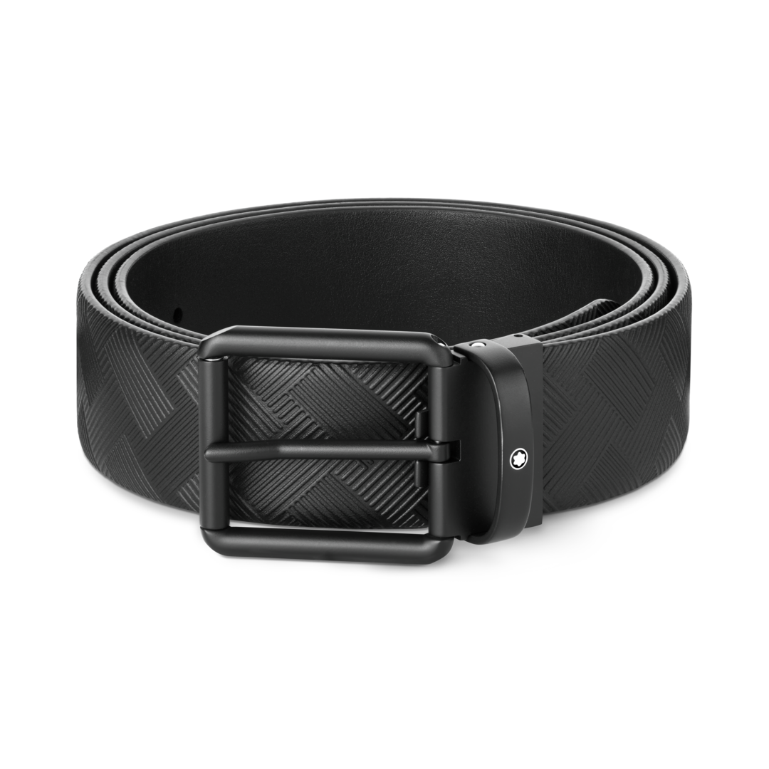 Montblanc Printed Black/plain Black 35 Mm Reversible Leather Belt