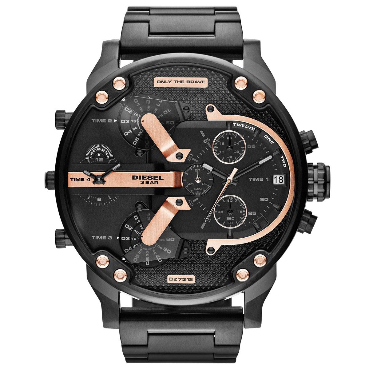 Diesel Dz7312 The Daddies Chronograph Four Time Zone Dial Mens Watch
