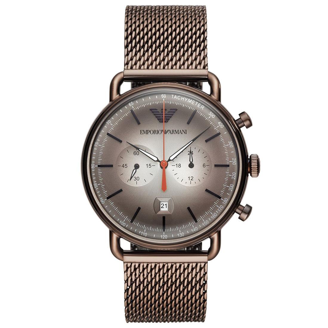 Emporio Armani Ar11169 Brown Mesh Chronograph Mens Watch