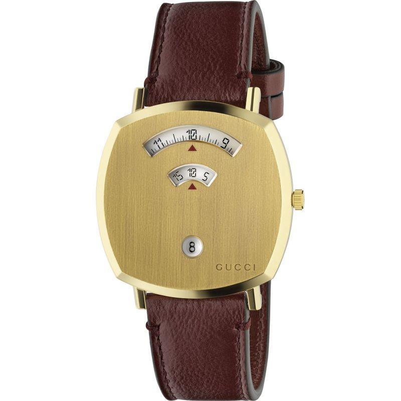 Gucci Ya157411 Grip Gold Pvd 38mm Leather Strap Unisex Watch